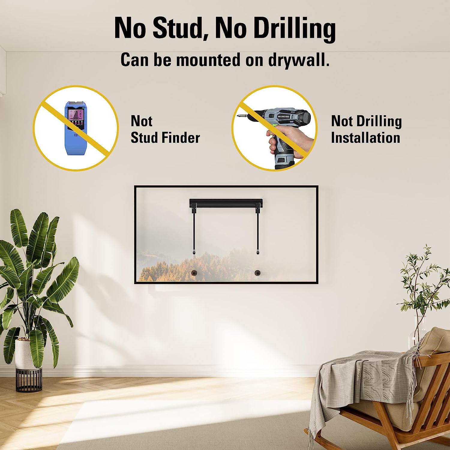 Mounting Dream Studless TV Wall Mount for Most 26-60 Inch TVs, NO Drill TV Mount with Loading Capacity 100lbs, Max Vesa 400 x 400mm, Drywall TV Wall Mount Bracket, Easy Install, Low Profile, MD6230-M