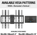 full motion TV mount fits VESA hole pattern from 200×200 to 600×400