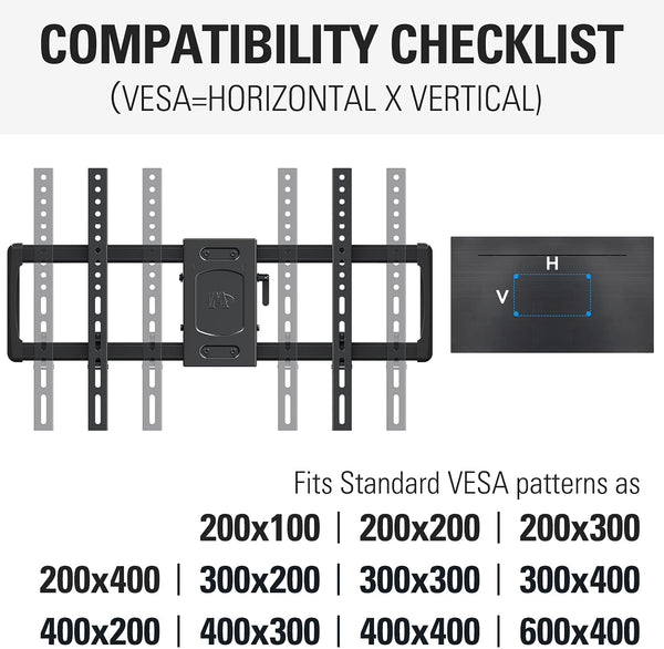 75 inch TV wall mount for VESA from 200×100 to 600×400
