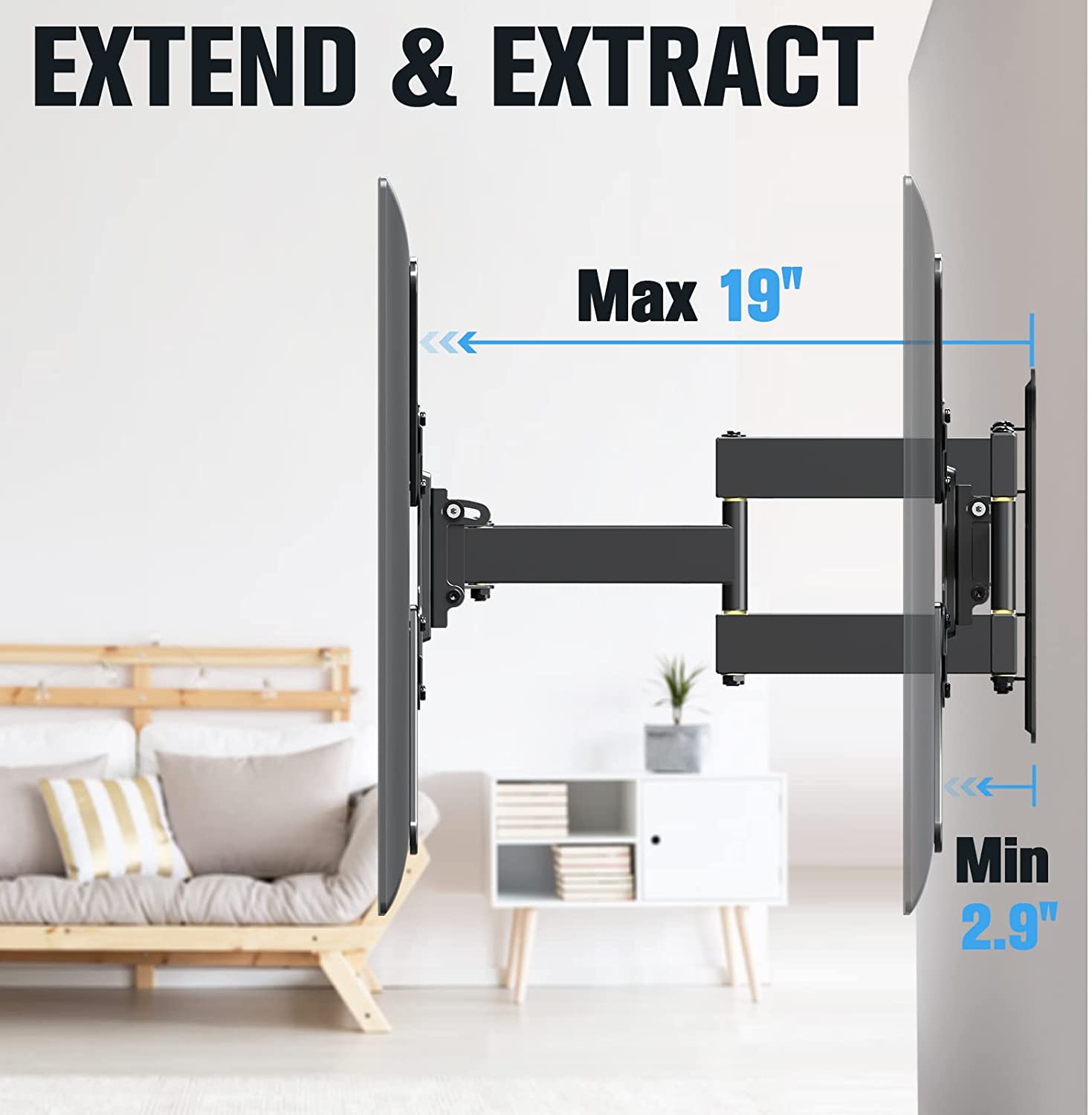 TV wall mount with a 19'' max extension