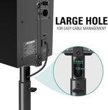 universal speaker stands designed with large hole for cable management