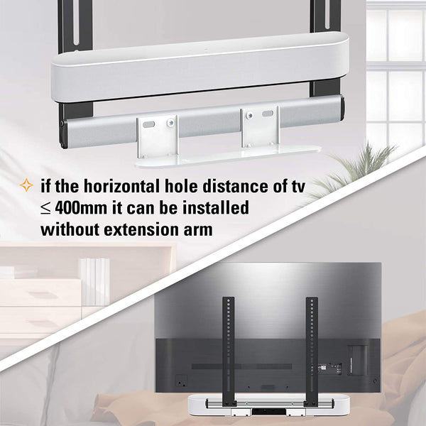 install without extension arms if the horizontal hole distance is less than 400mm