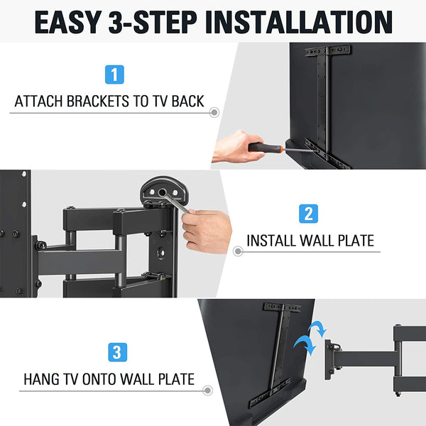 installing 55 inch TV wall mount in 3 steps
