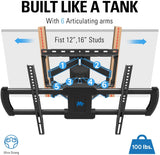 full motion tv wall mount with 6 articulating arms loads up to 100 lbs
