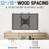 65 inch TV wall mount installs on 12''/16'' wood stud or concrete wall