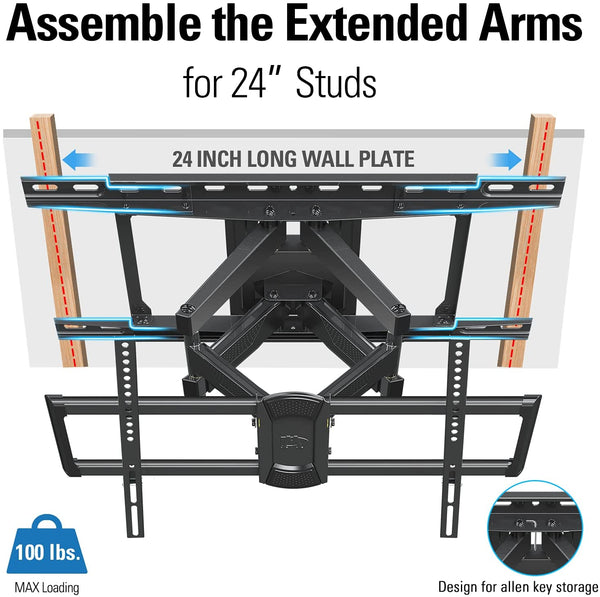heavy duty wall mount for TV loads up to 100 lbs