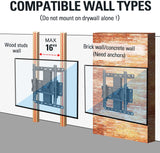 compatible with max 16'' wood stud or concrete/brick wall