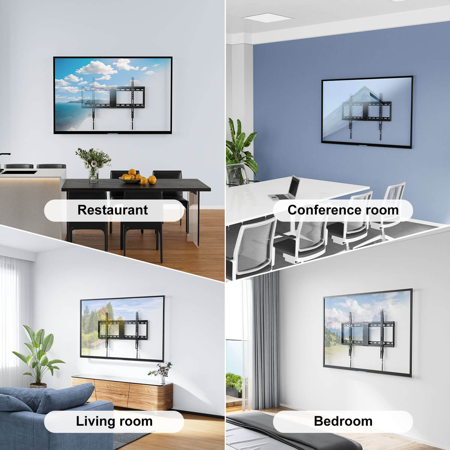 low profile TV mount uses in multiple places