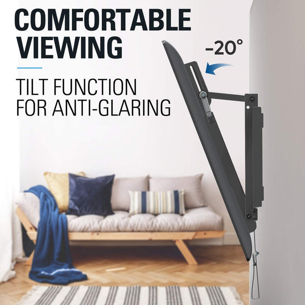 tilting tv mount tilts up to 20° to reduce glare