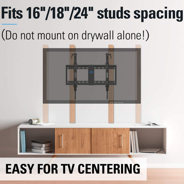 tilting wall mount fits 16''/18''/24'' stud spacing easily for tv centering