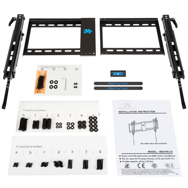 screws and bolts to hang up a tilting TV mount