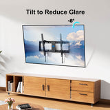 Tilting TV wall mount tilts the TV 8° down to reduce glare