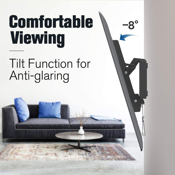tilt TV mount features 8 degrees of tilt to reduce the glare