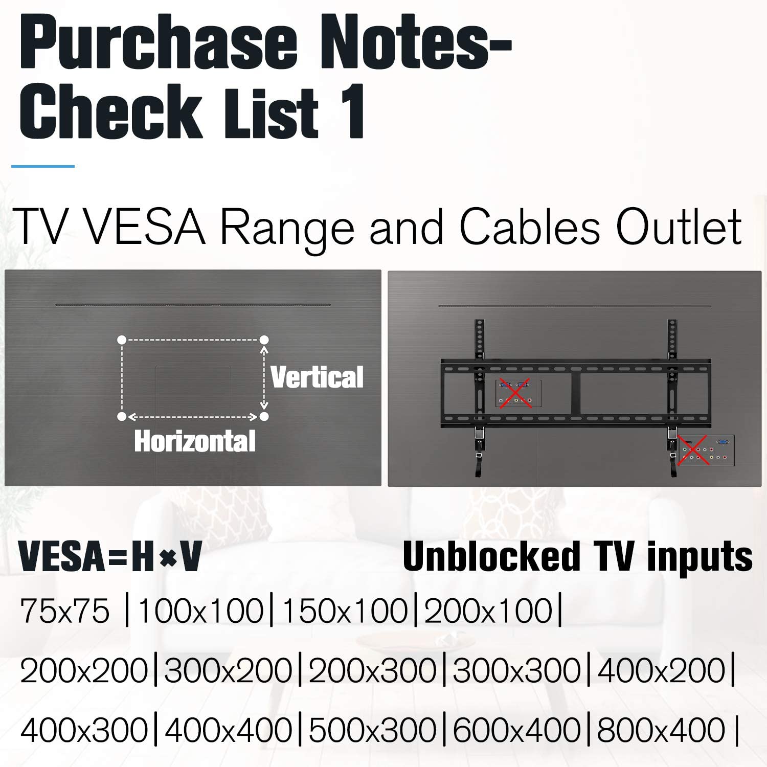 VESA 200x200 600x400 800x400 tilting tv mount