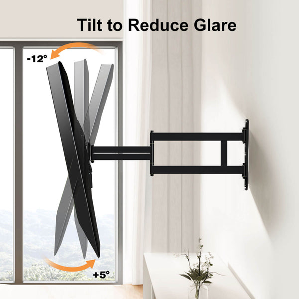 full motion TV mount tilts the TV up or down to eliminate screen glare