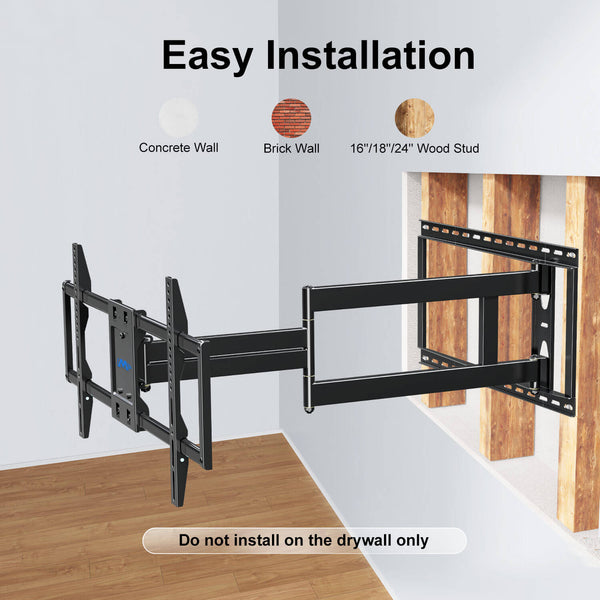 install extended wall mount for TV on 24'' wood stud or concrete/brick wall