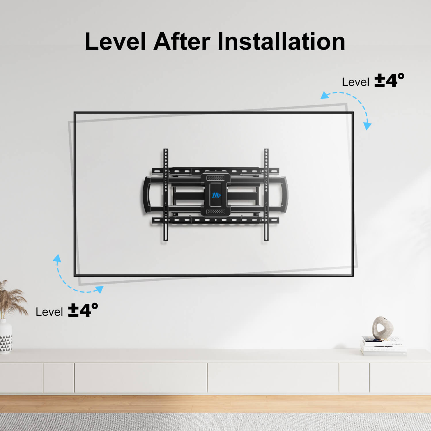 65 inch TV wall mount with easy TV leveling post installation