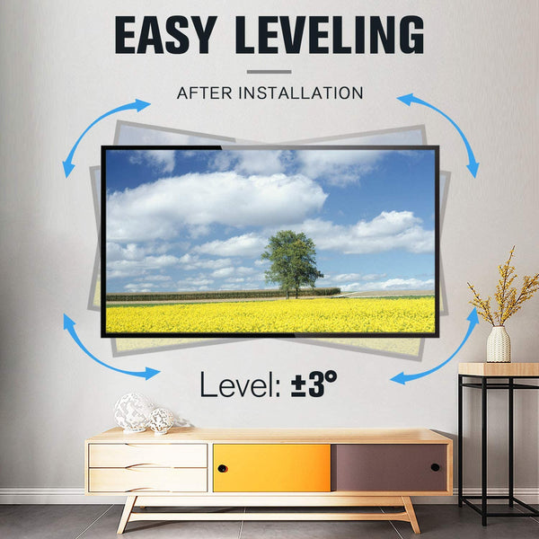 full motion tv mount with 3° rotation to level the tv after installation
