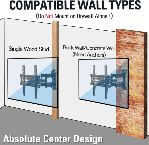 mounting tv on concrete/brick wall or single wood