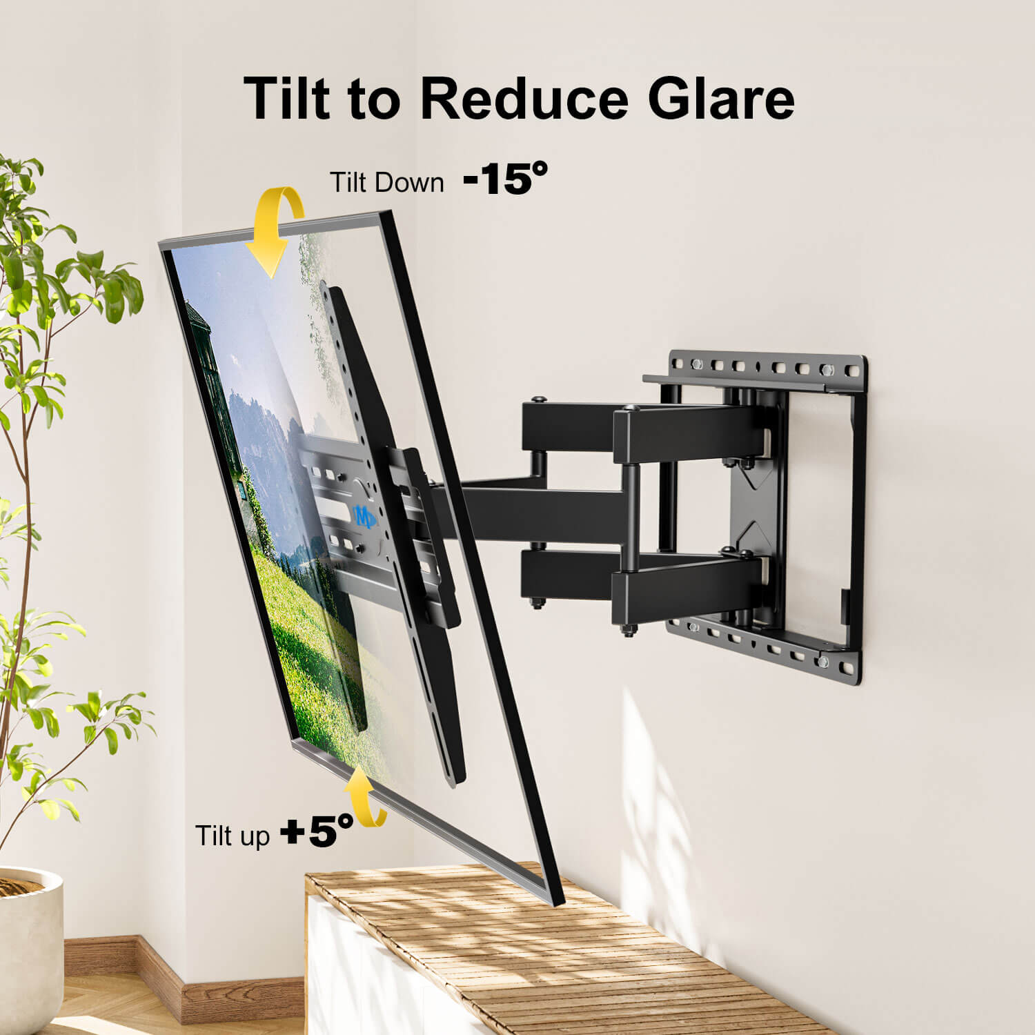 full motion tv mount tilts the TV for comforttable viewing