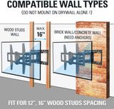 installs on max 16'' wood stud or concrete/brick wall